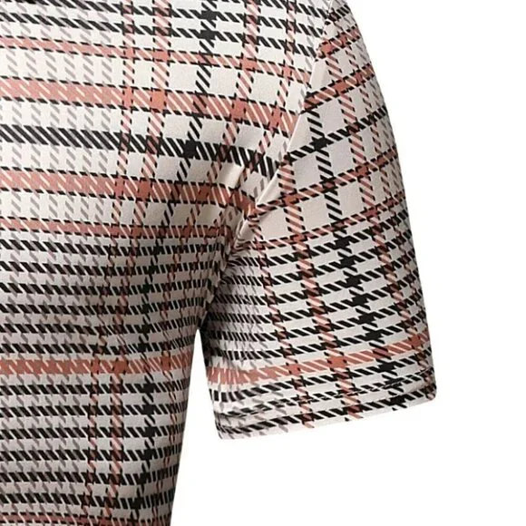 White Mens Plaid Polo Shirt - Picture 6 of 6